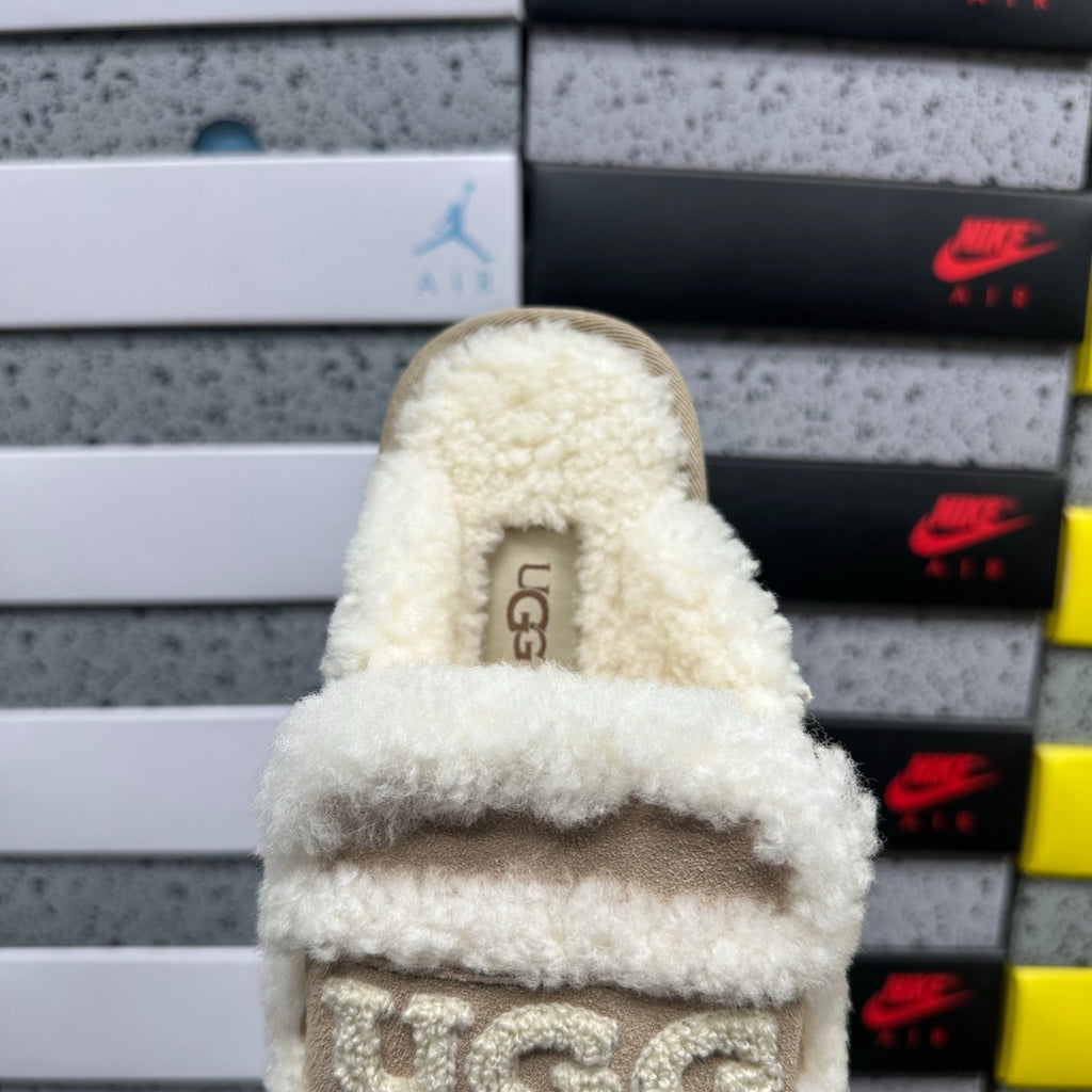 Embroidered Slip-On Snow Boots in Khaki – Cozy Winter Mules (EU Sizes 35–40)