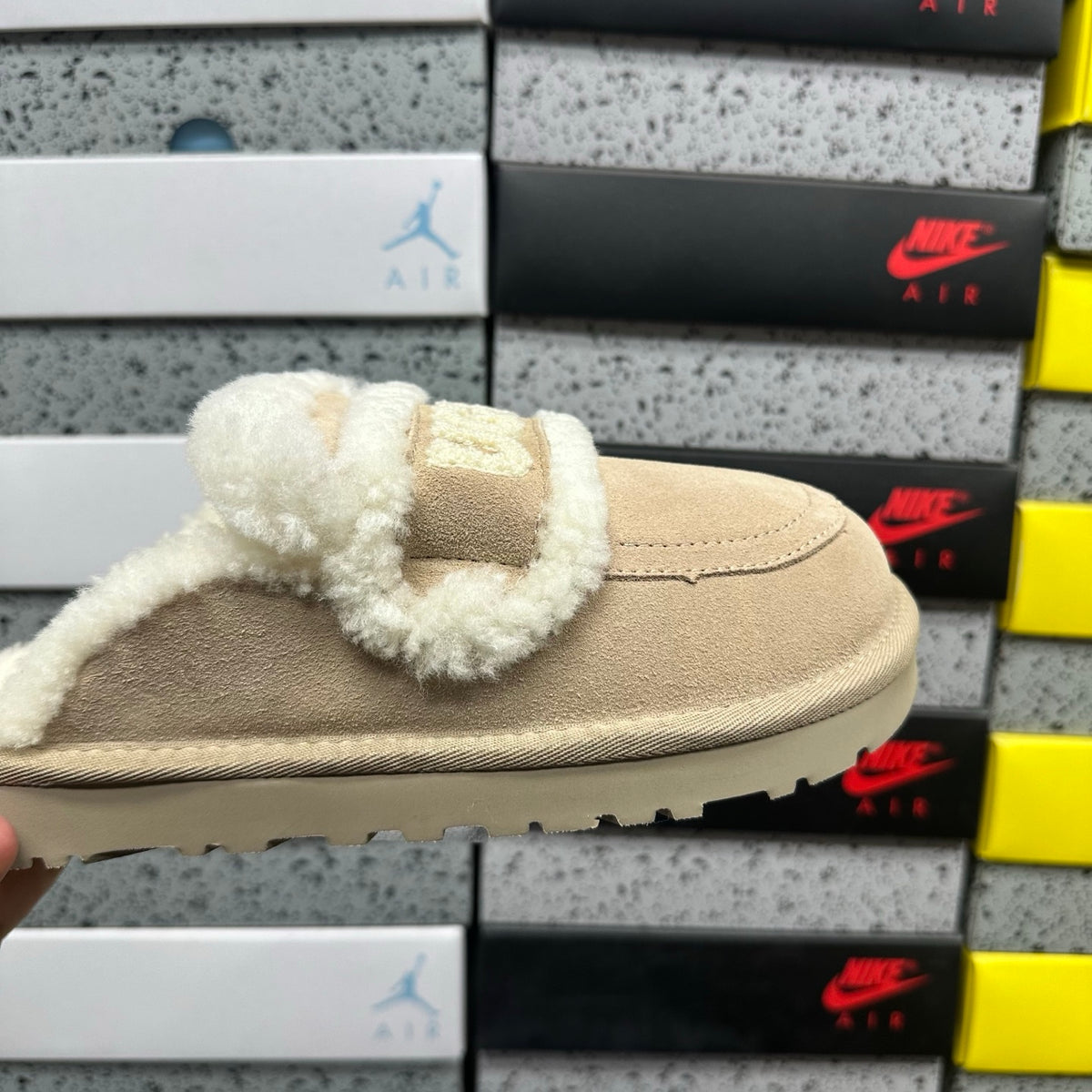 Embroidered Slip-On Snow Boots in Khaki – Cozy Winter Mules (EU Sizes 35–40)