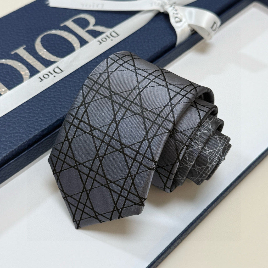 Dior Style Men's Oblique Geometric Silk Tie