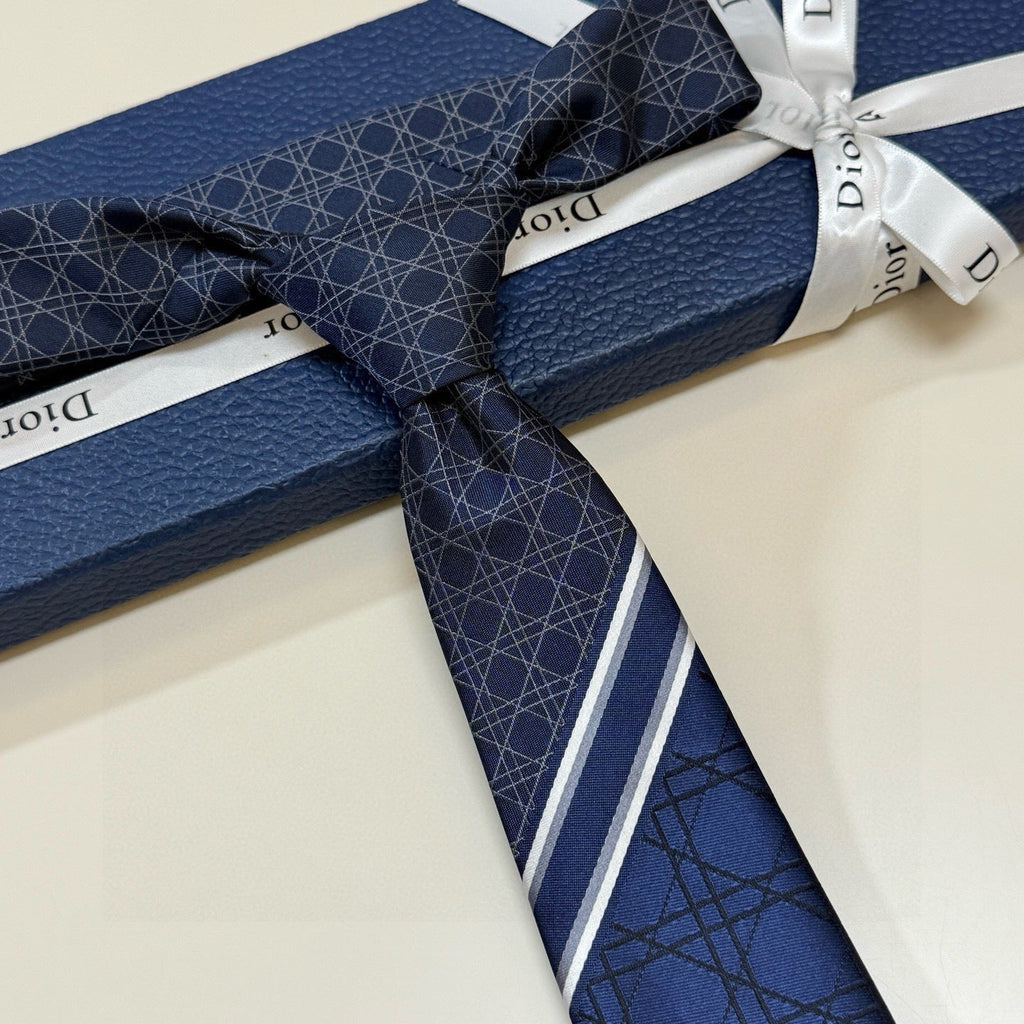 Dior Style Men's Oblique Geometric Silk Tie