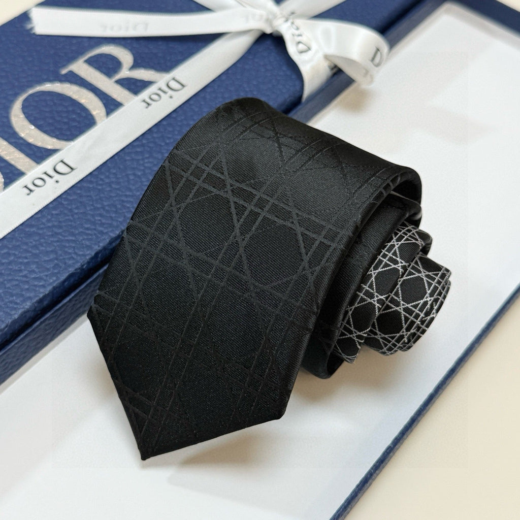 Dior Style Men's Oblique Geometric Silk Tie