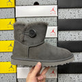 Mid-Calf Boots with Wooden Buckle – Grey (6422) | Sizes 35–40