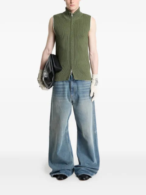 MM6 Maison Margiela ribbed-knit zip-up gilet