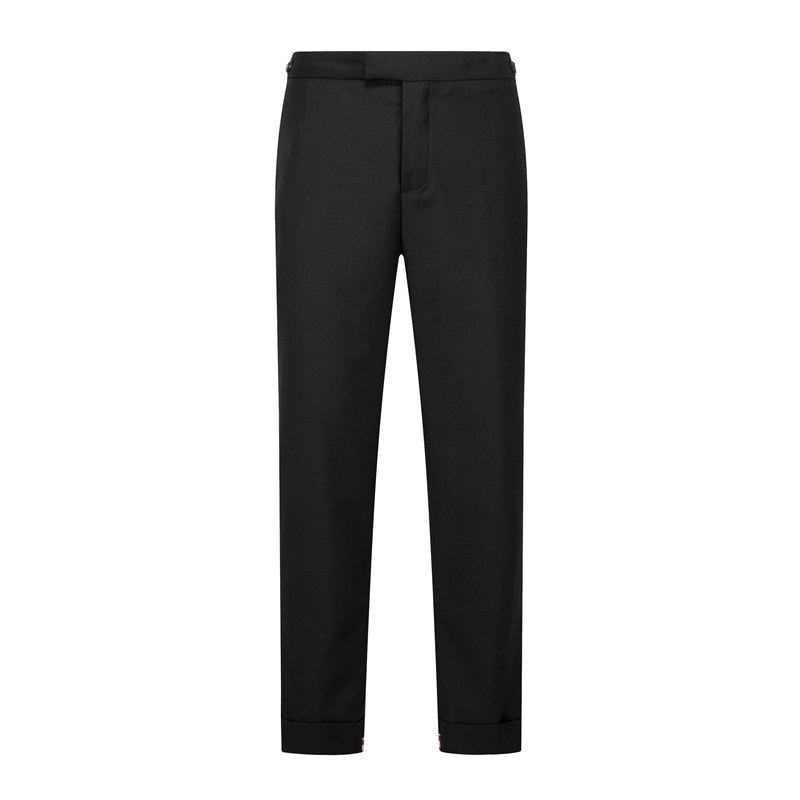 Thom Browne Style Cropped Pants with Signature Four-Bar Detail