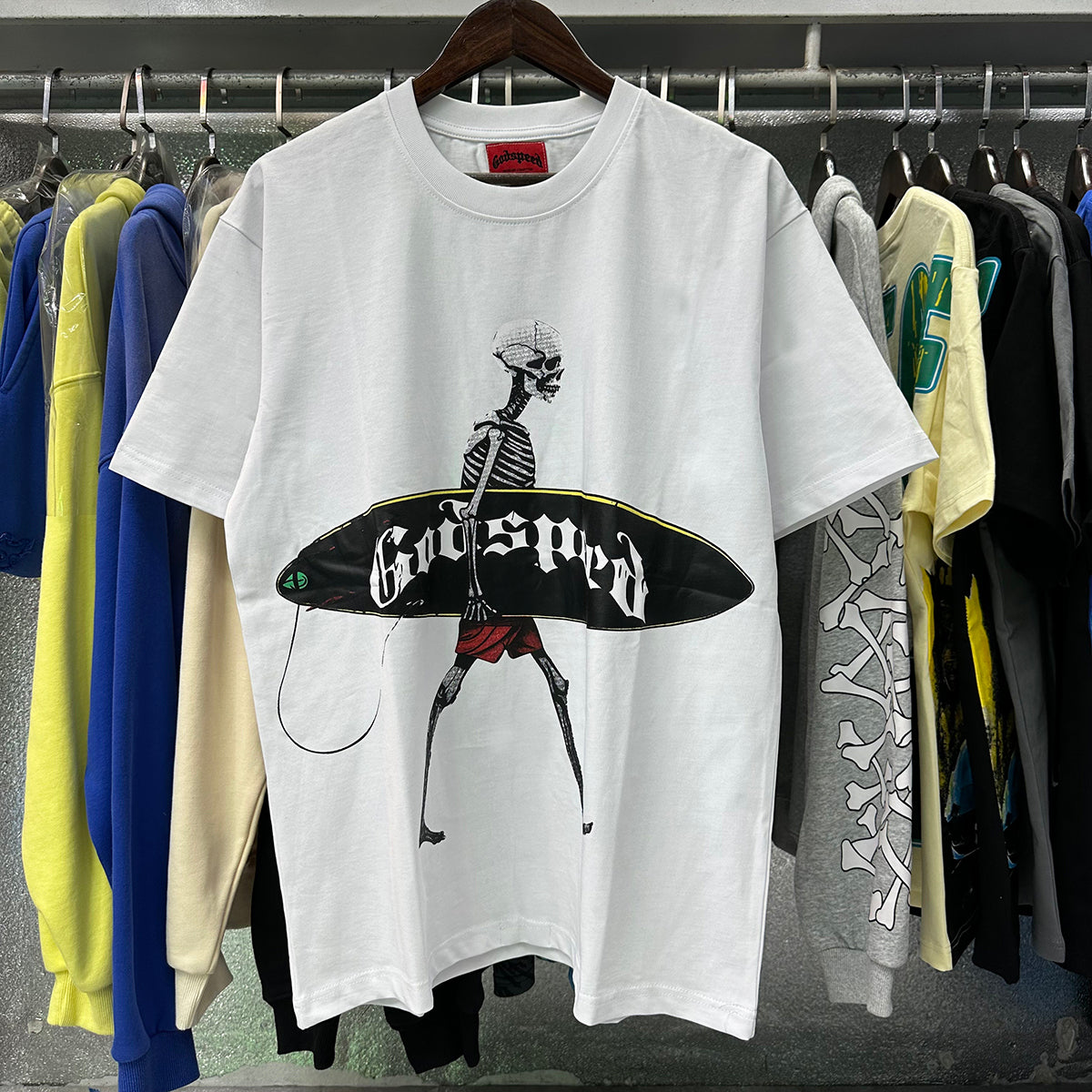 Godspeed T-shirts Skateboard Skull Junior Print Cotton Casual Short Sleeve Men and Women