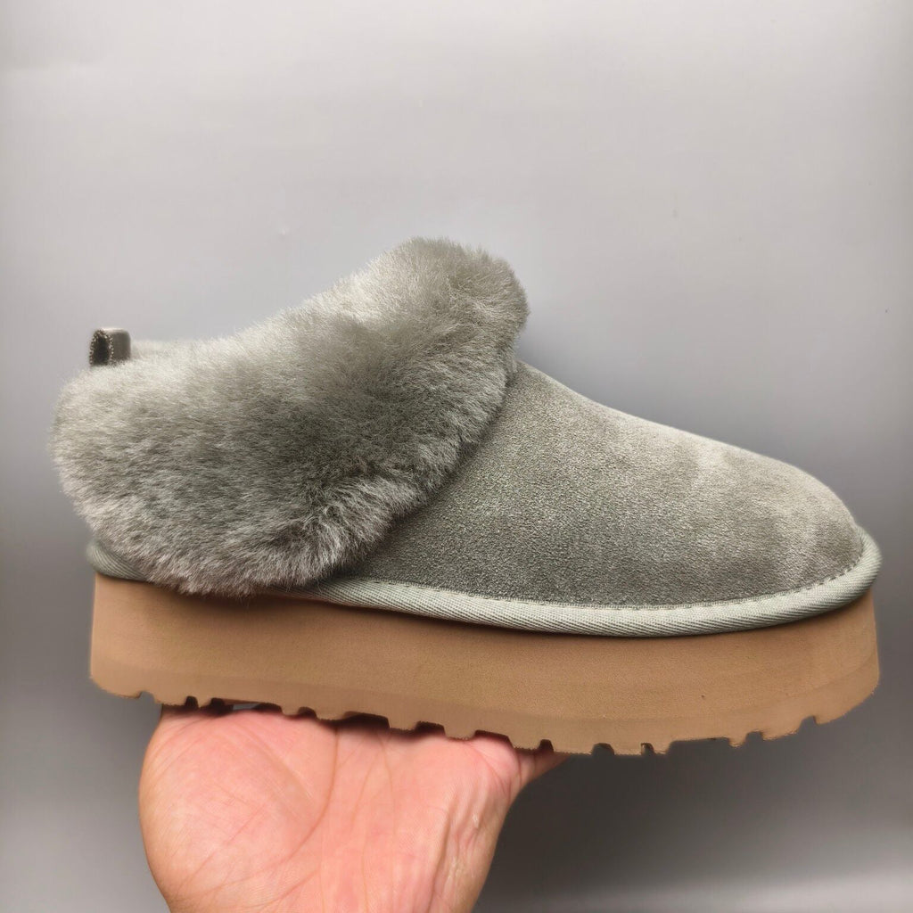 Green Chunky Sole Suede Slip-On Loafers — New Arrival | In Stock