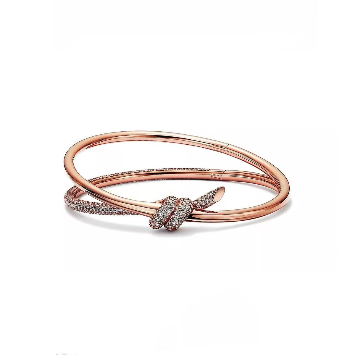 Tiffany Style Knot Cubic Zirconia 18K Gold-Plated Bangle