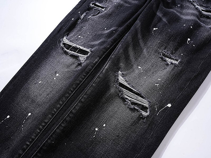 Purple Brand Black Paint-Splatter Distressed Jeans