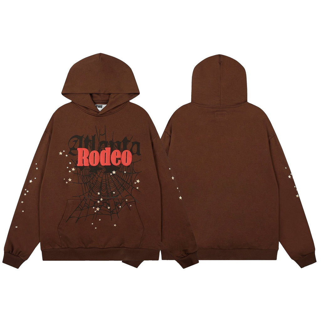 Sp5der Brown Western Spiderweb Graphic Hoodie