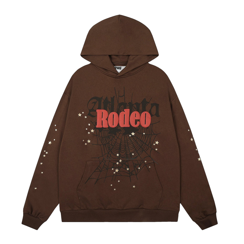 Sp5der Brown Western Spiderweb Graphic Hoodie