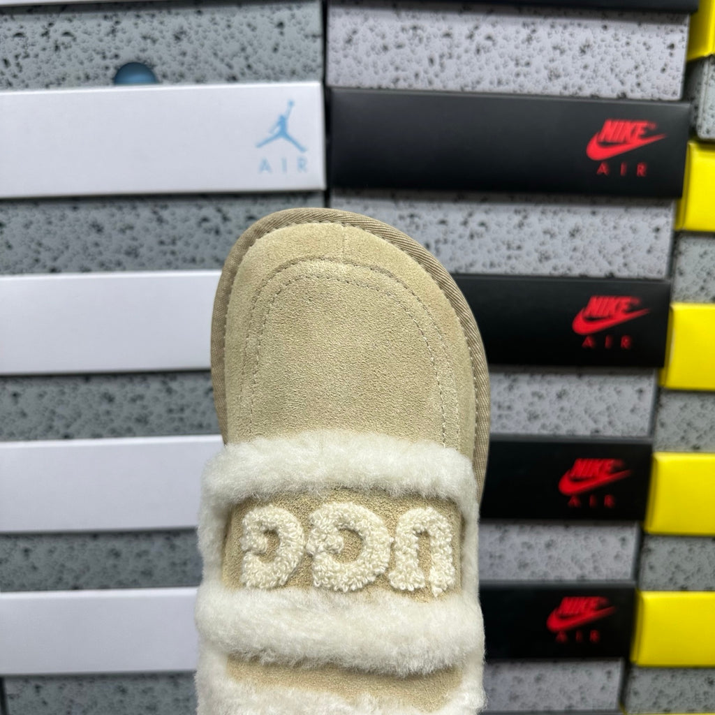Embroidered Slip-On Snow Boots in Sand – Cozy Winter Mules (EU Sizes 35–40)