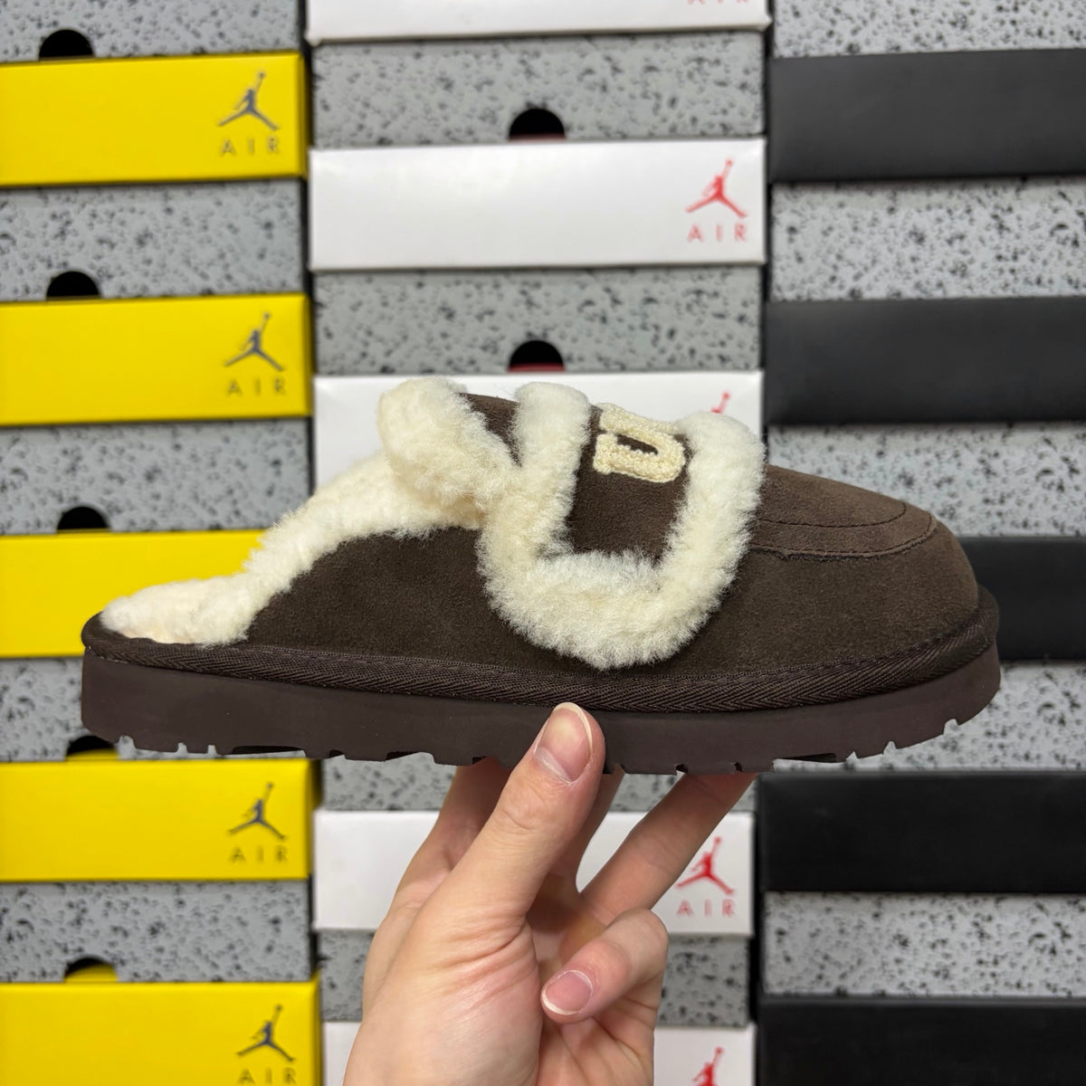 Embroidered Slip-On Snow Boots in Chocolate – Cozy Winter Mules (EU Sizes 35–40)