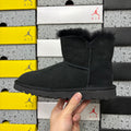 Mid-Calf Boots with Wooden Buckle – Black (6422) | Sizes 35–40