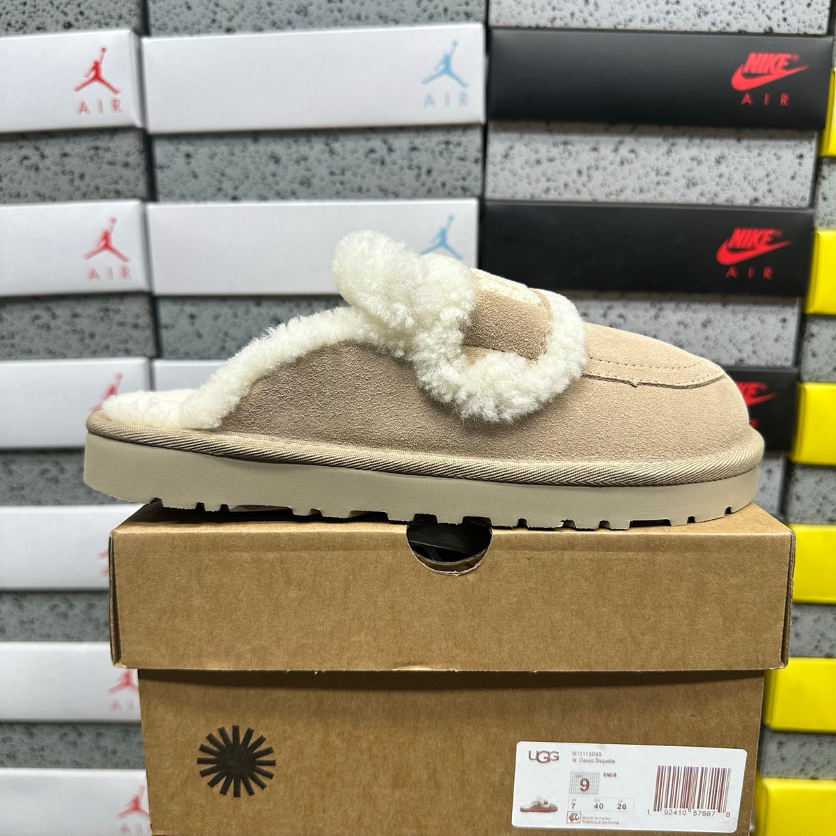 Embroidered Slip-On Snow Boots in Khaki – Cozy Winter Mules (EU Sizes 35–40)