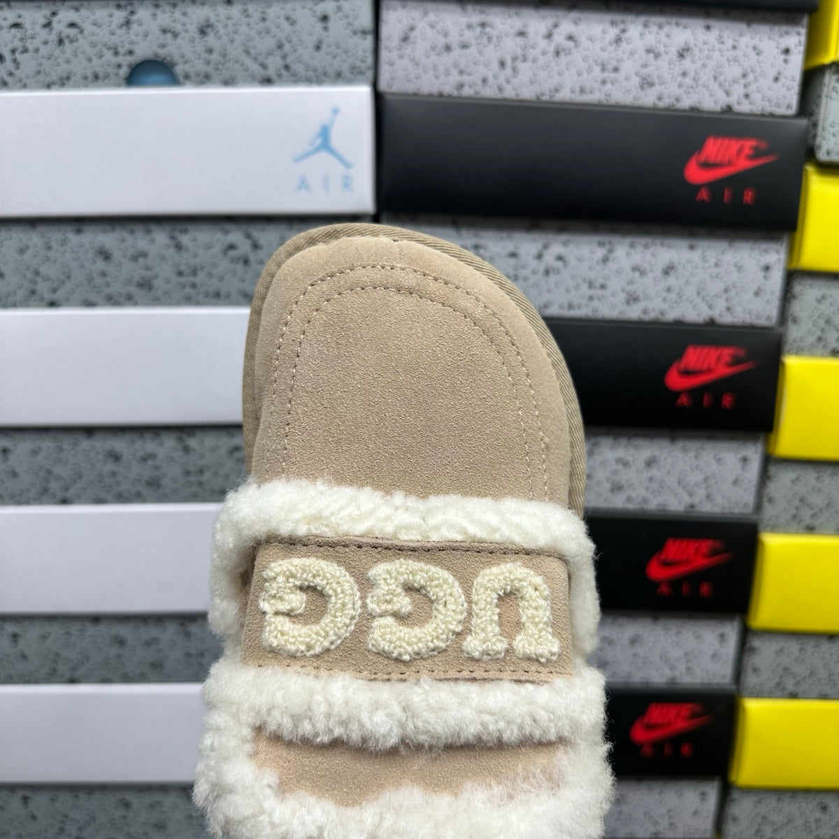 Embroidered Slip-On Snow Boots in Khaki – Cozy Winter Mules (EU Sizes 35–40)