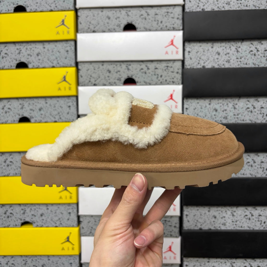 Embroidered Slip-On Snow Boots in Chestnut – Cozy Winter Mules (EU Sizes 35–40)