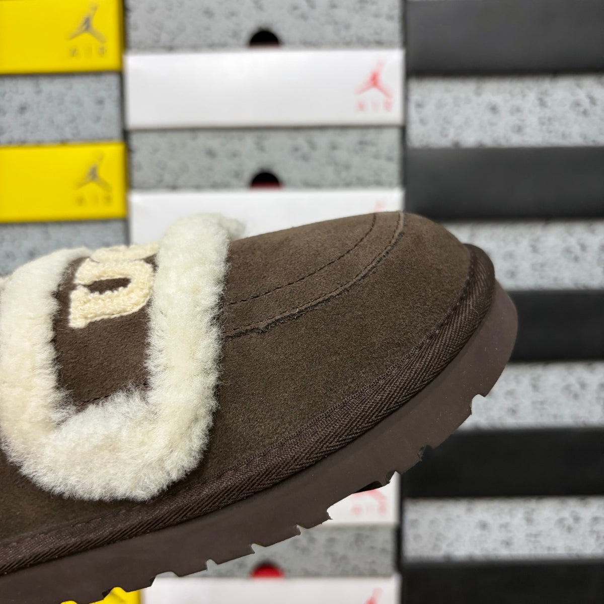 Embroidered Slip-On Snow Boots in Chocolate – Cozy Winter Mules (EU Sizes 35–40)
