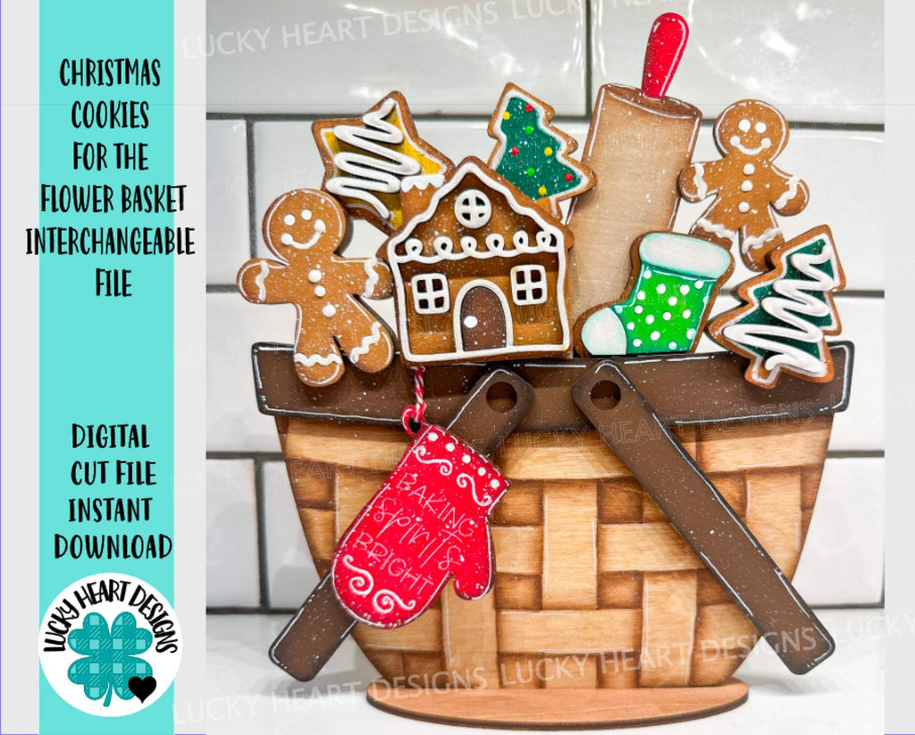 Christmas Cookies For The Flower Basket Interchangeable File SVG, Holiday, Christmas Tiered Tray, Glowforge, LuckyHeartDesignsCo