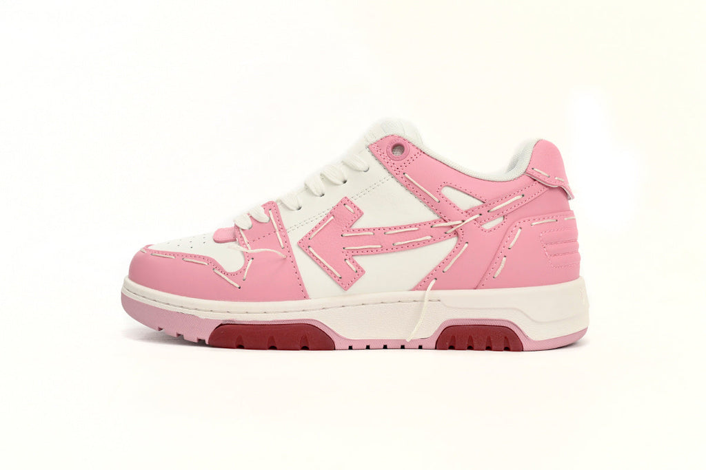 Off White Out Of Office OOO Low Top Sartorial Stitching Pink White