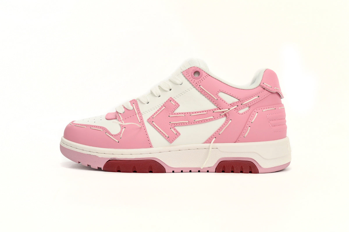 Off White Out Of Office OOO Low Top Sartorial Stitching Pink White