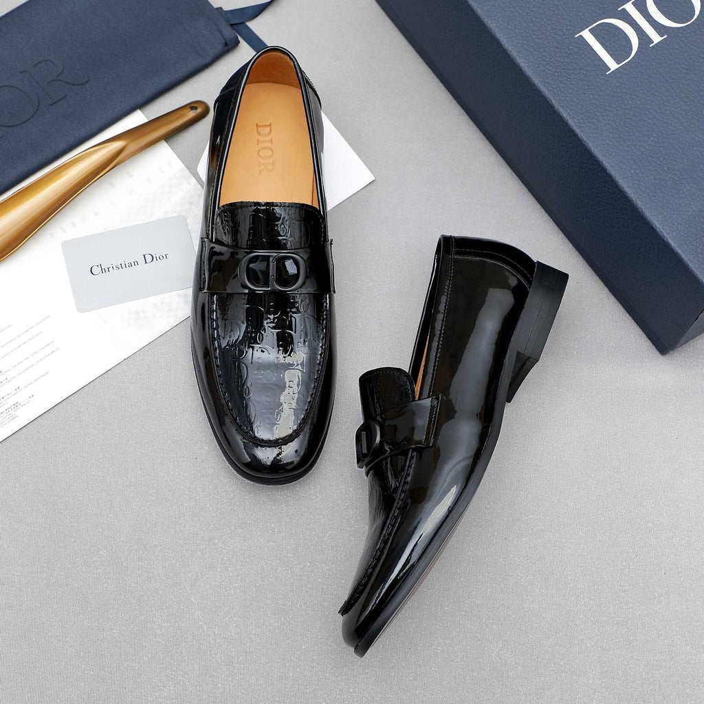 Dior Black Glossy Slip-On Loafers