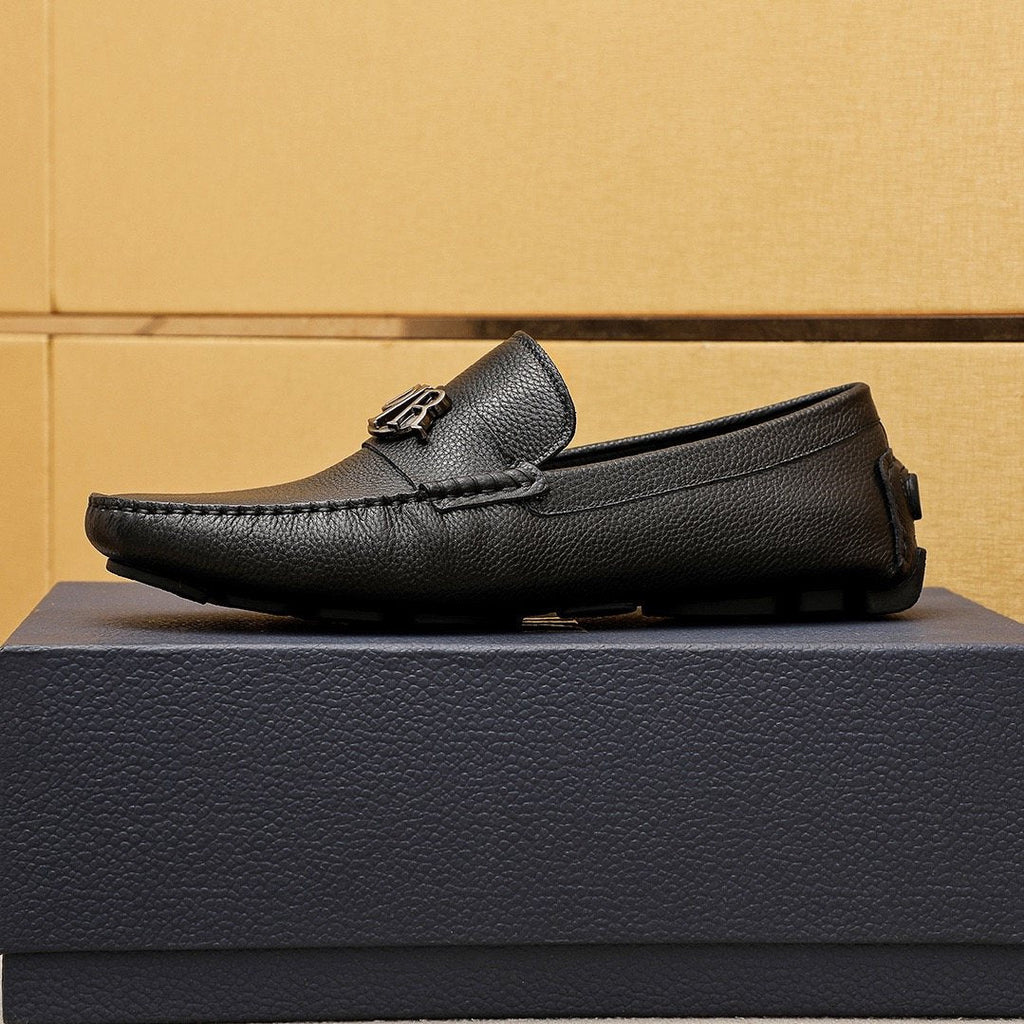 Dior Black Textured Leather Loafers