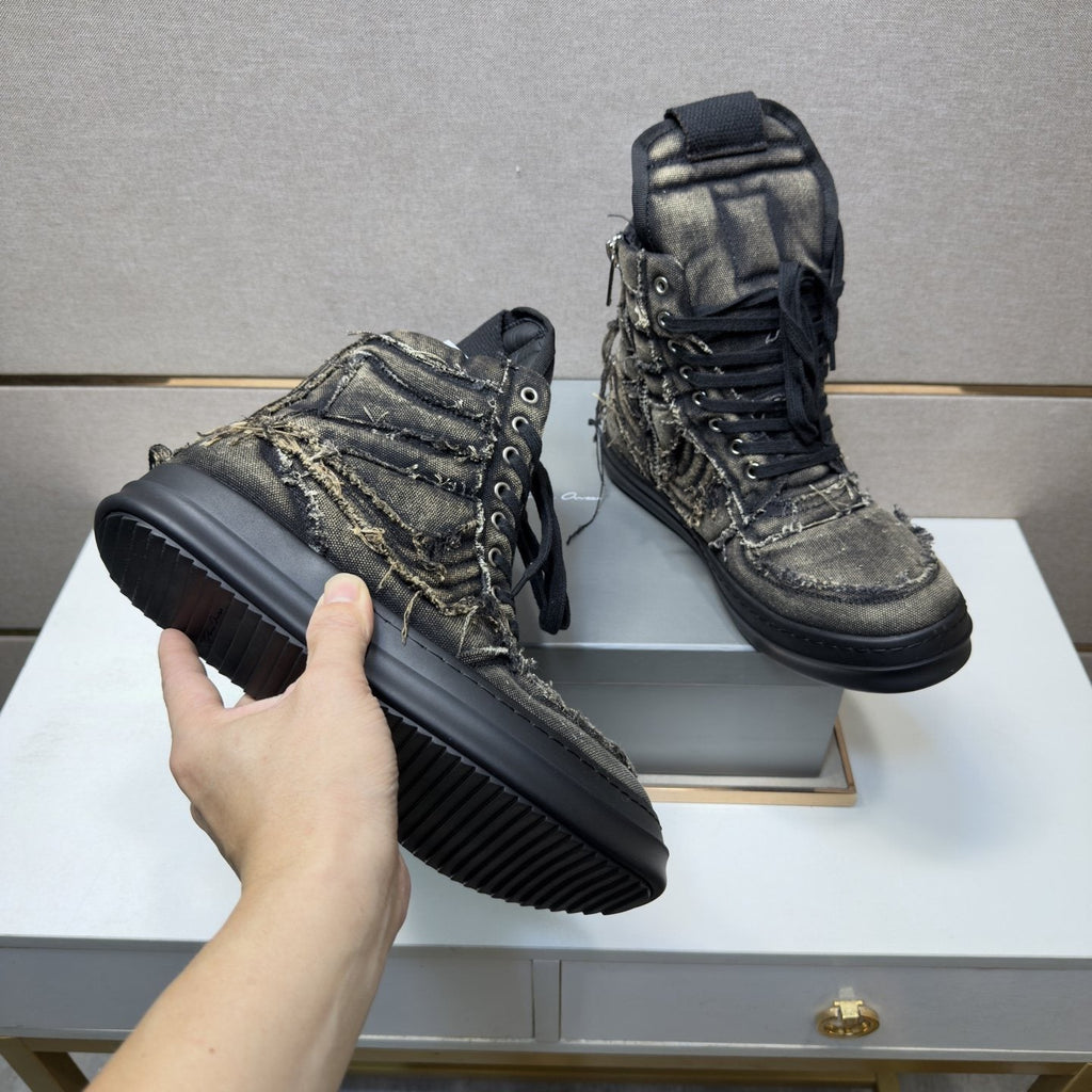 Men's Charcoal Gray and Black High-Top Sneakers