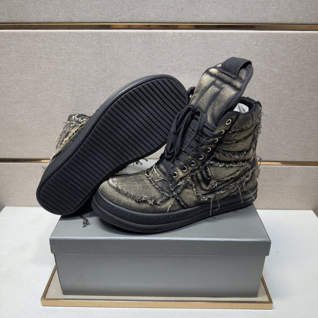 Men's Charcoal Gray and Black High-Top Sneakers
