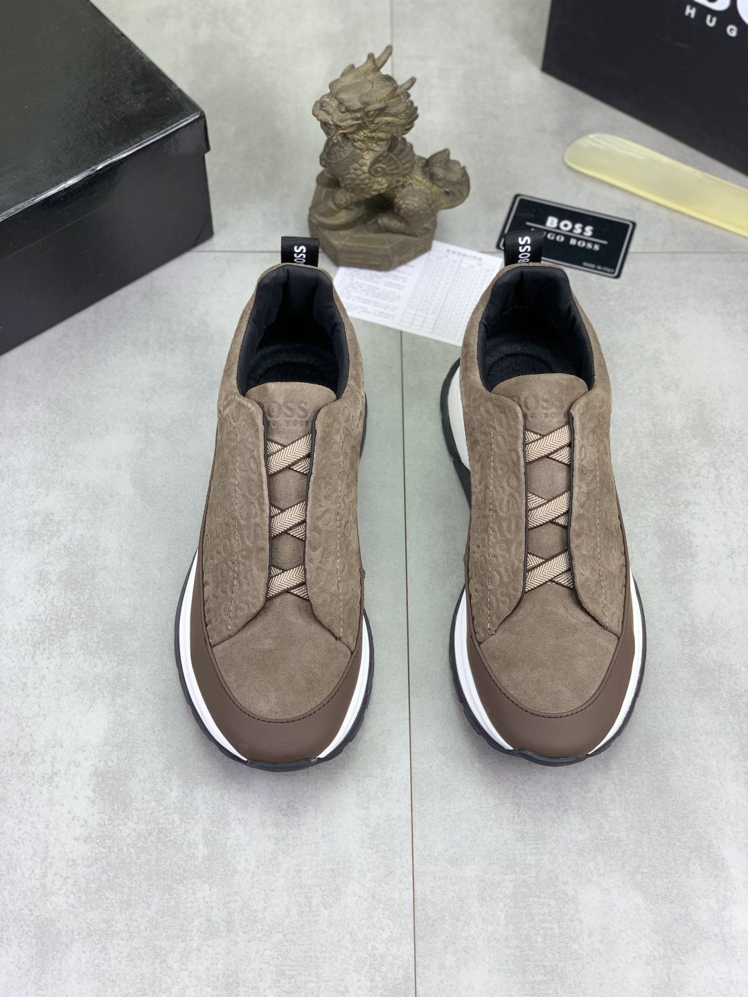 BOSS Textured Low-Top Lace-Up Sneakers